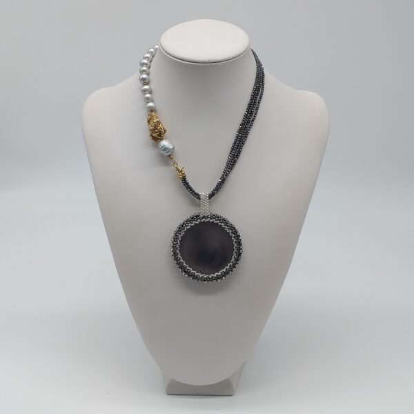 Collana corta Ematite Perle e Calcedonio