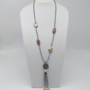 Collana Lunga Lepidolite Perle